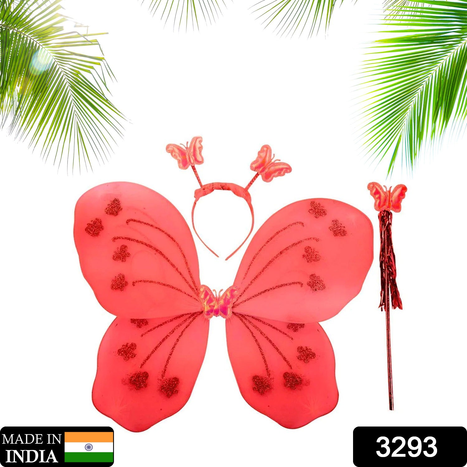 3293 Baby Girls Fairy Nylon Butterfly Wings Costume Butterfly Fairy Angel Wing Wand And Hairband Multi- Color For Party (1pc) 3293 Baby Girls Fairy Nylon Butterfly Wings Costume Butterfly Fairy Angel Wing Wand And Hairband Multi- Color For Party (1pc)